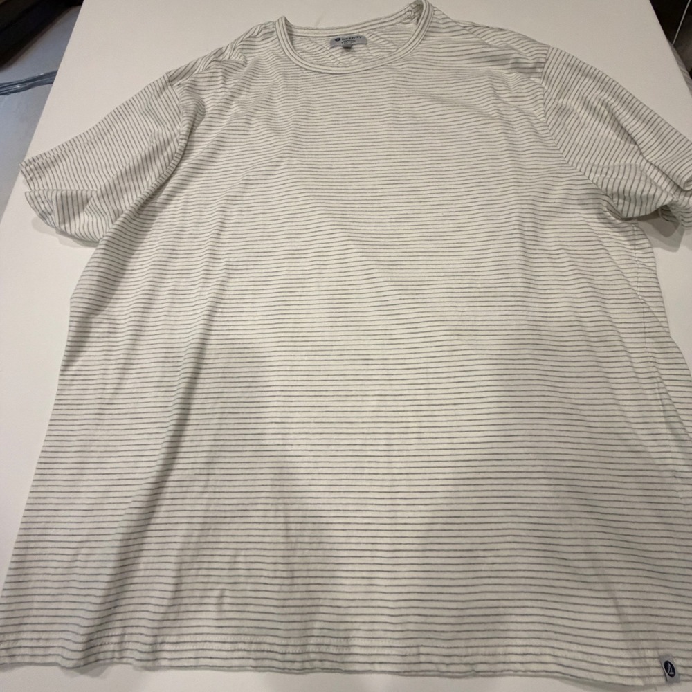 Sperry Premium Apparel Mens 3XL T-Shirt White Grey Striped Short Sleeve SP115BJ
